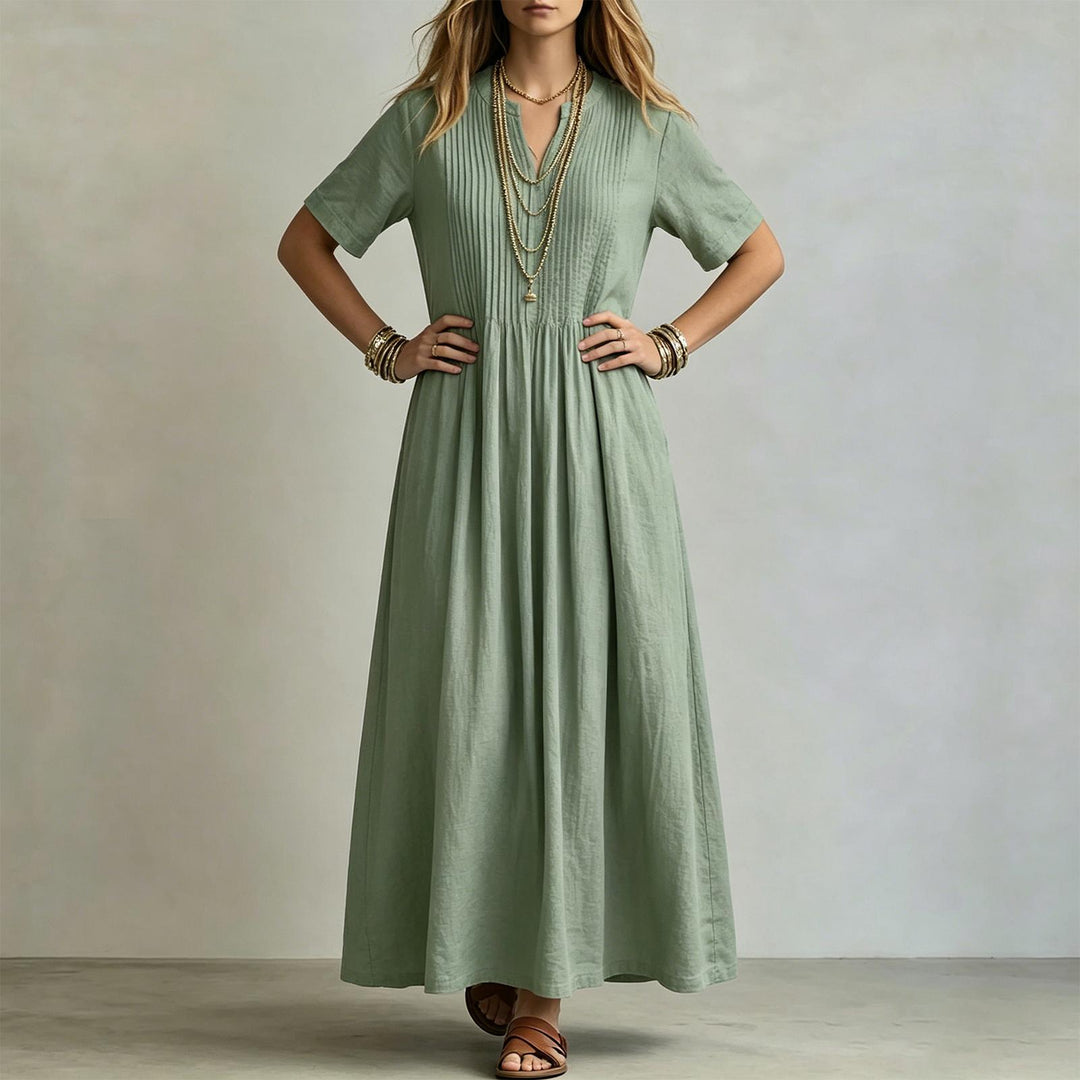 Short Sleeve Maxi Dress V Neck Short Sleeve Casual Long Dresses Loose Summer Clothes for Vacation Dating welcoming