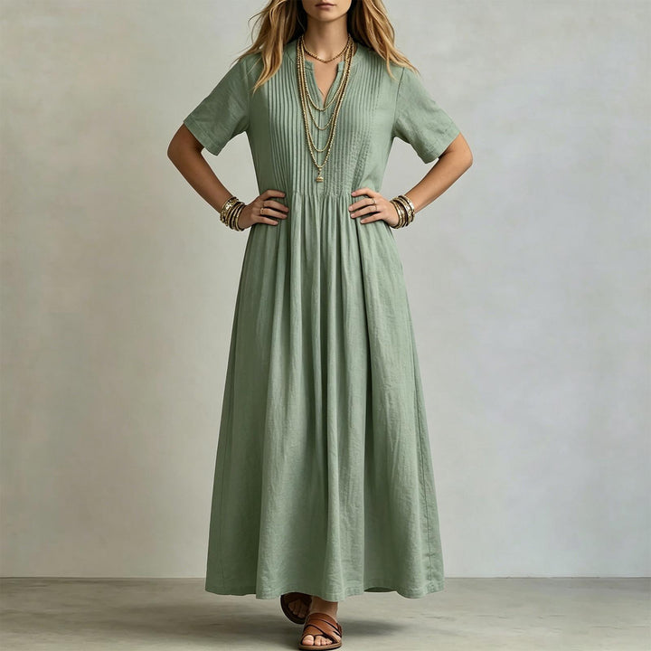 Short Sleeve Maxi Dress V Neck Short Sleeve Casual Long Dresses Loose Summer Clothes for Vacation Dating welcoming