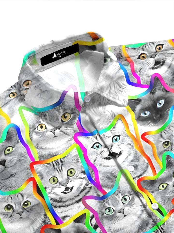 Cat Print Women's Short Sleeve Shirts