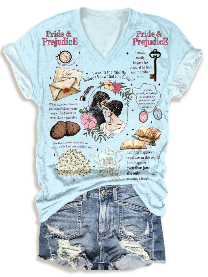 Pride And Prejudice Quotes V-neck T-Shirt