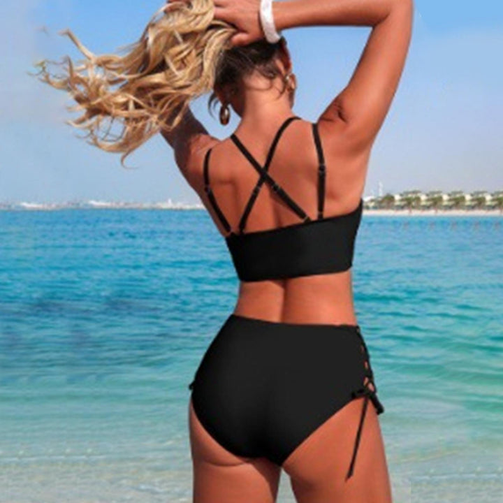 Womens Bikini Swimsuits Twist Front Bikini Swimsuit Sexy V Neck Lace Up Two Piece Bathing Suit for Vacation modern