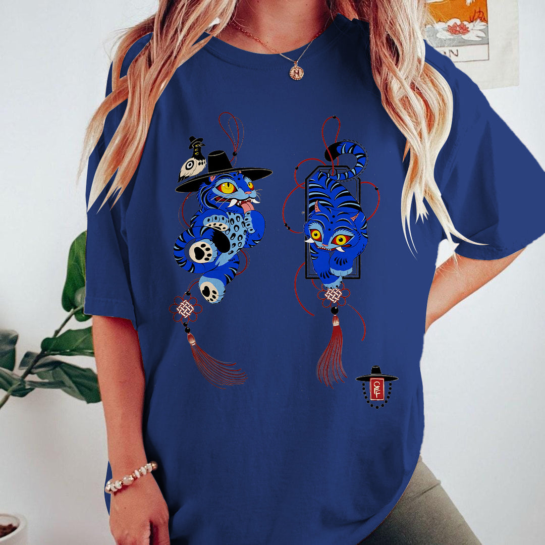 Demon Cat Derpy Crew Neck T-shirt