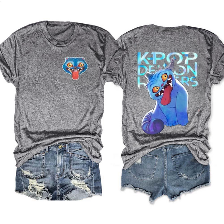 Derpy Tiger Kpop Demon Hunters Crew Neck T-shirt