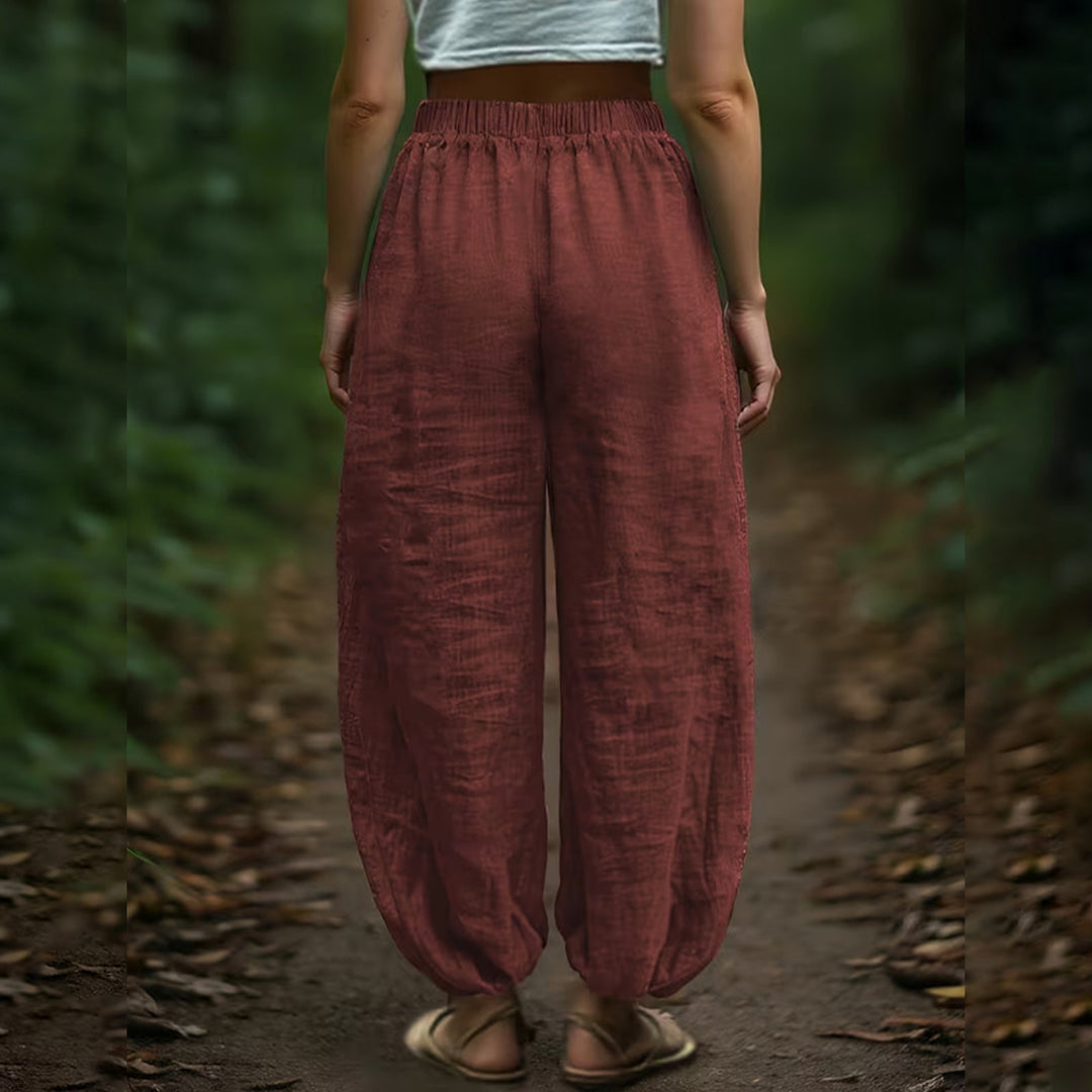 Harem Pants for Women Cotton Summer Boho Slacks with Pockets Lounge Drawstring Pants for Vacation Beach refined