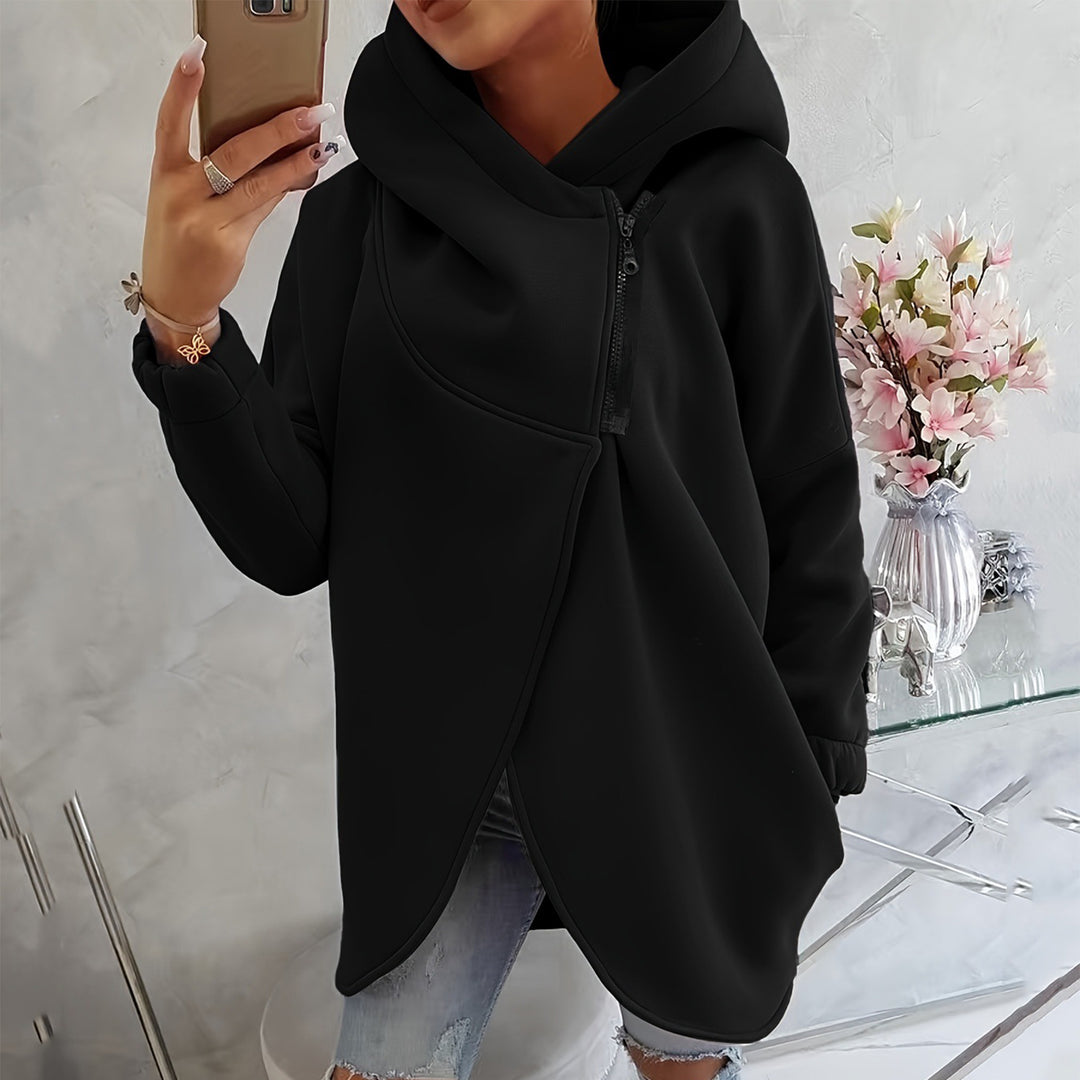 Oversized Zip Up Hoodie for Women Asymmetric Long Sleeve Trendy Hoodies Jackets with Large Hood for Travel attractively