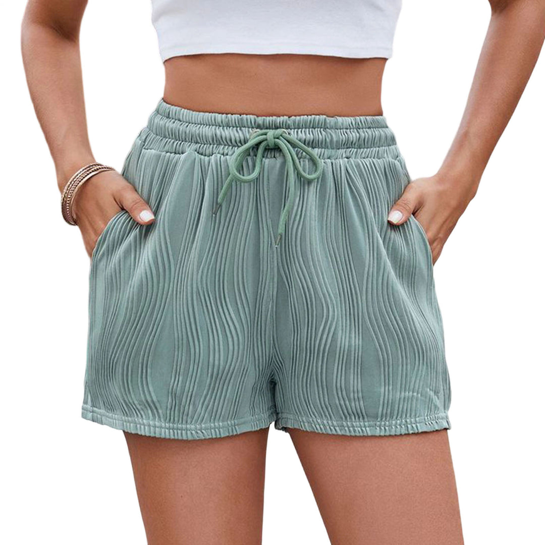 Womens Elastic Waist Shorts Drawstring Loose Elastic Waist Shorts with Pockets Textured Bottoms for Beach charitable