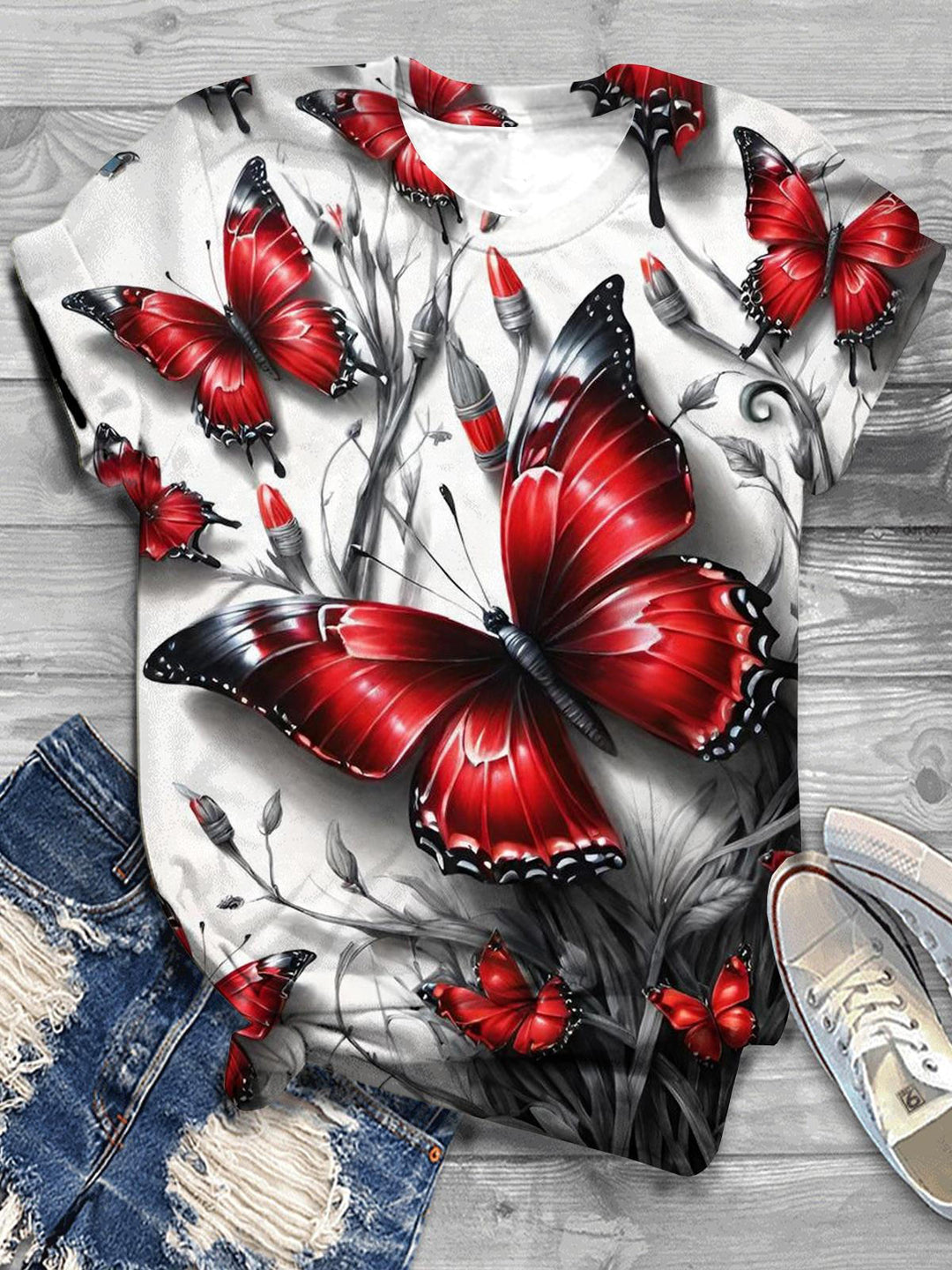 Butterfly Crew Neck T-shirt