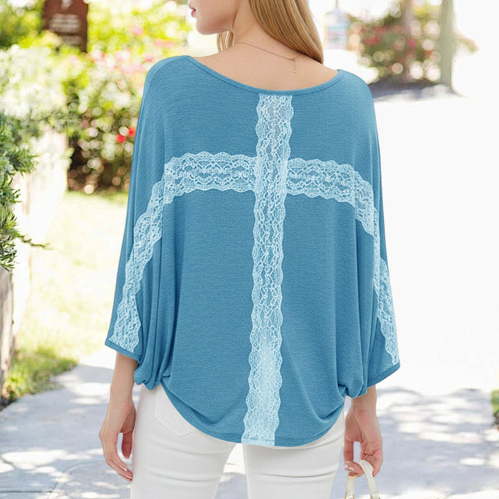 Sheer Off The Shoulder Top Batwing Sleeve Casual Lace Cover Ups Women Sexy Loose Clothes for Going Out Travel like-minded