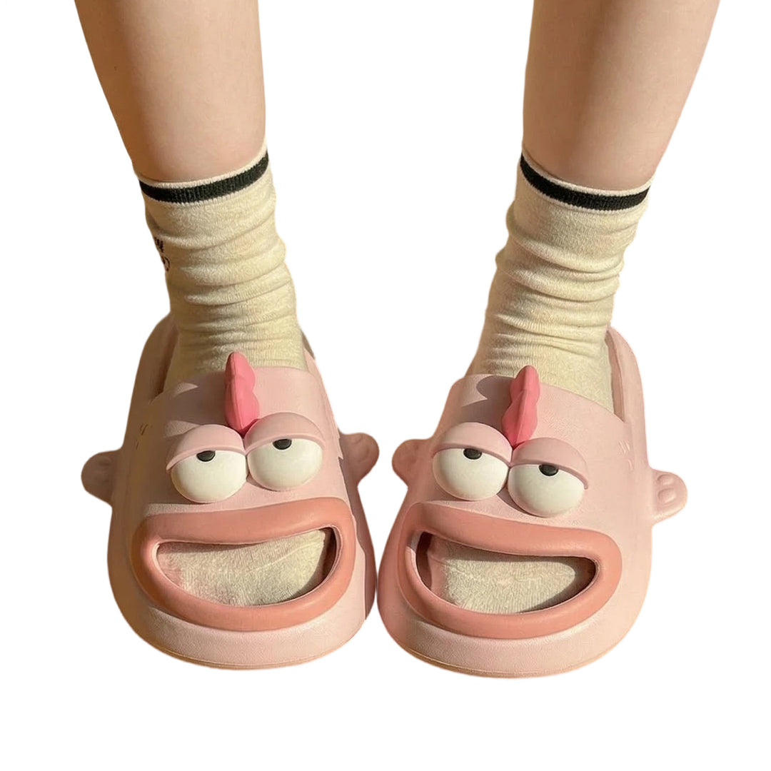 Fish Slippers for Women Open Toe Indoor Funny Animal Slippers Cartoon Anti-Slip Shower Slides for Bedroom ingenious