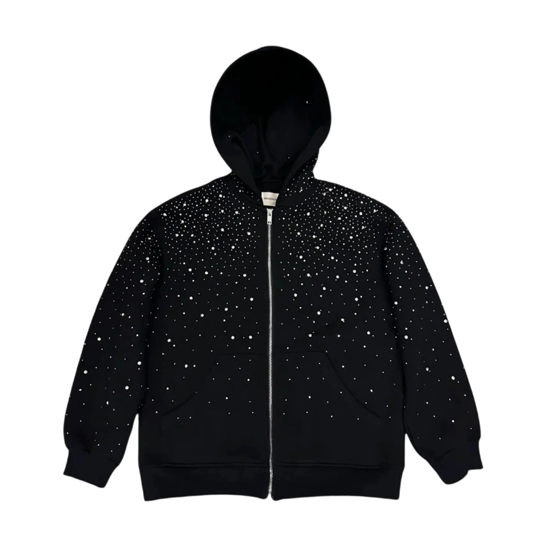 Rhinestone Zip Up Hoodie Zip Up Trendy Glitter Hoodie Unisex Long Sleeve Jackets for Streetwear Going out typical