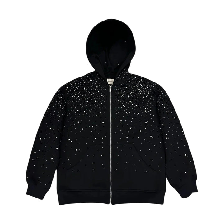 Rhinestone Zip Up Hoodie Zip Up Trendy Glitter Hoodie Unisex Long Sleeve Jackets for Streetwear Going out typical