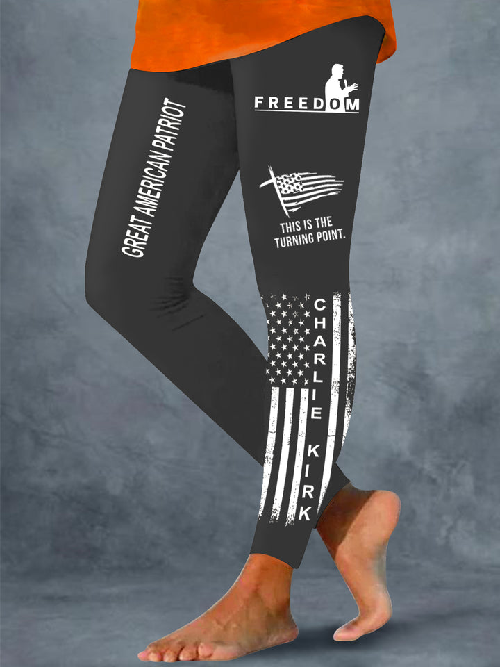 A True Patriot Charlie Kirk Print Leggings