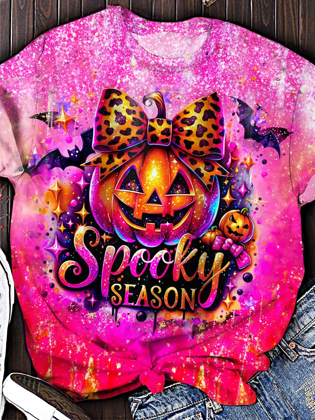 Halloween Pumpkin Print Crew Neck T-shirt