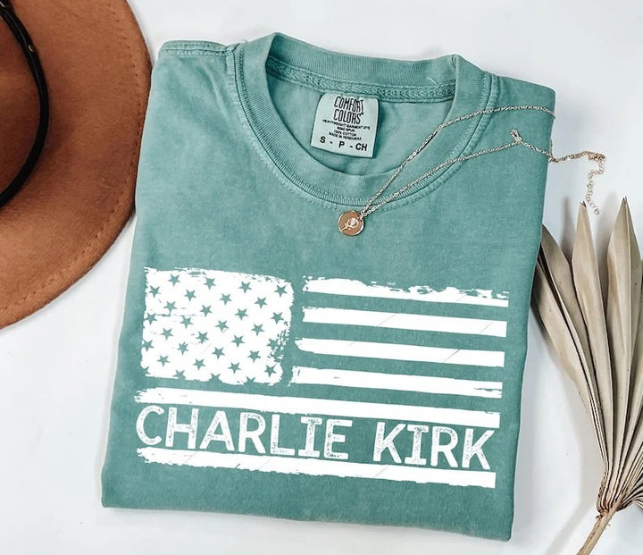 Charlie Kirk Memorial Washed Cotton Crew Neck T-Shirt