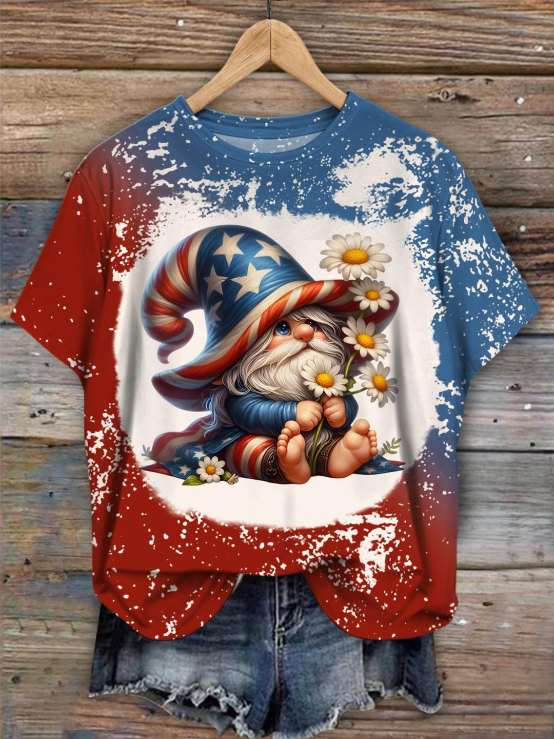 Daisy Star Stripe Gnome Tie Dye T-shirt