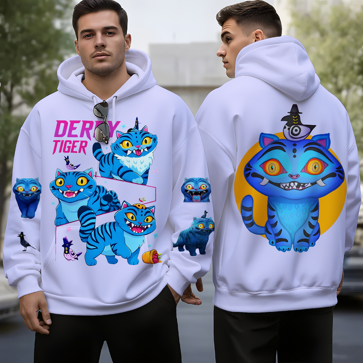Demon Hunter Tiger Unisex Long Sleeve Hooded Pocket Sweatshirt