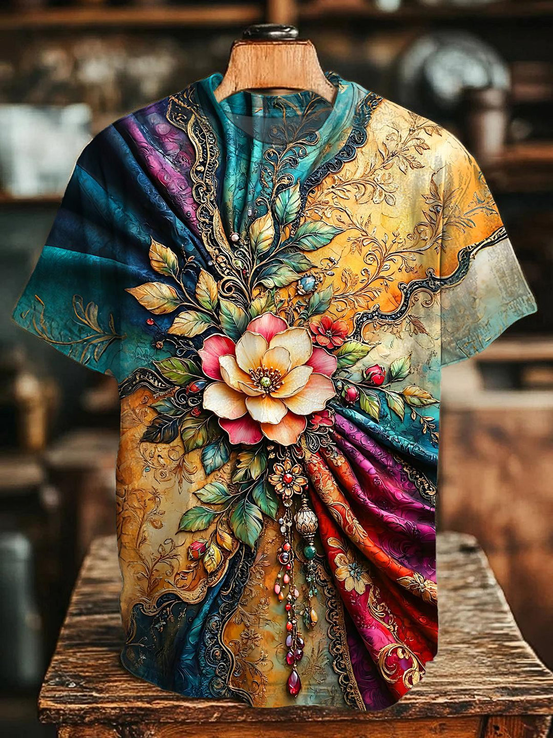 Vintage Palace Flower Women's Short Sleeve Crew Neck T-shirt