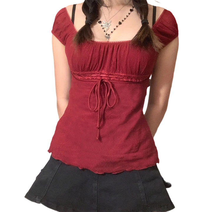 Off The Shoulder Shirts for Women Lace Trim Bow Dressy Casual Blouses Sexy Going Out Shirts for Going Out method