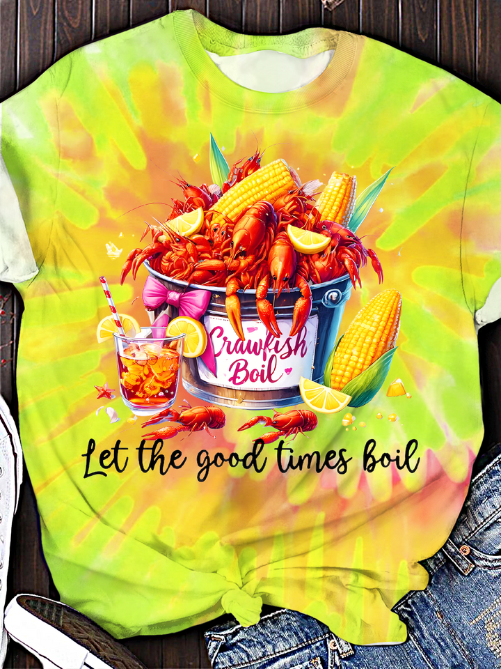 Crawfish Watercolor Crew Neck T-shirt