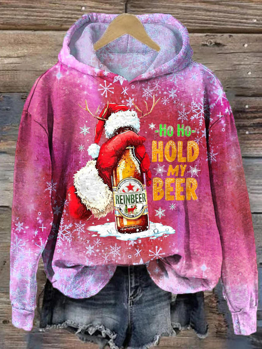 Christmas Fun Print Long Sleeve Printed Hoodie