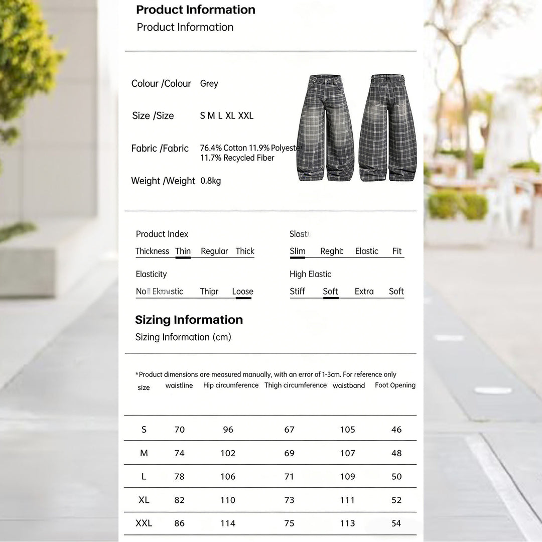 Wide Leg Plaid Pants Woman Wide Leg Lounge Mid Waist Pants Unisex Loose Trousers with Pockets Streetwear frugal