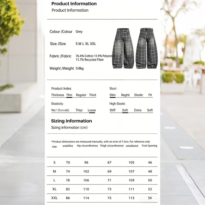 Wide Leg Plaid Pants Woman Wide Leg Lounge Mid Waist Pants Unisex Loose Trousers with Pockets Streetwear frugal