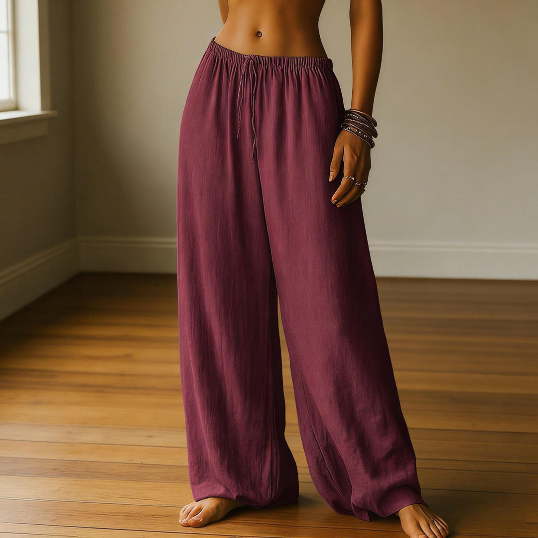 Cotton Wide Leg Pants for Women Drawstring Casual Elastic Waist Pants Flowy Cotton Beach Trousers for Travel charitable