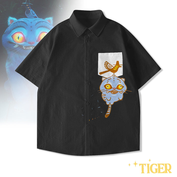 Demon Hunter Tiger Short Sleeve Men's Shirts With Pocket