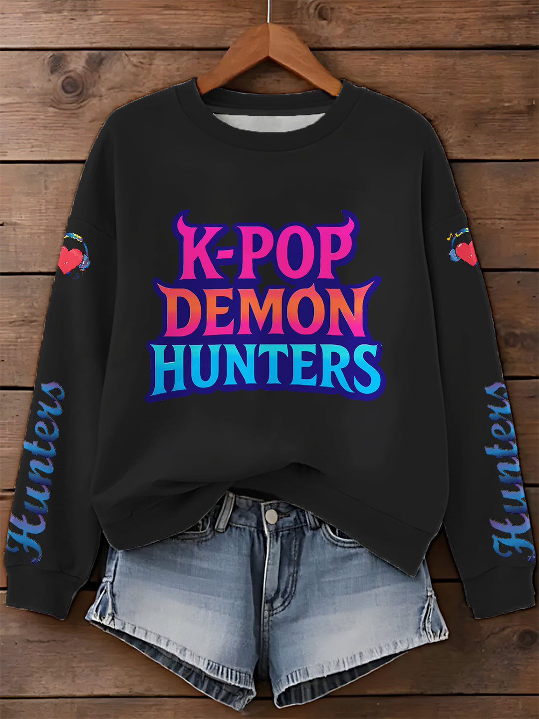 Demon Hunter Printed Long Sleeve Casual Top