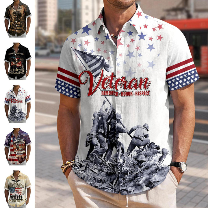 Flag Button Up Shirt Men 250 Years of Freedom Short Sleeve Hawaiian Shirts Summer Tops for Independence Day expert