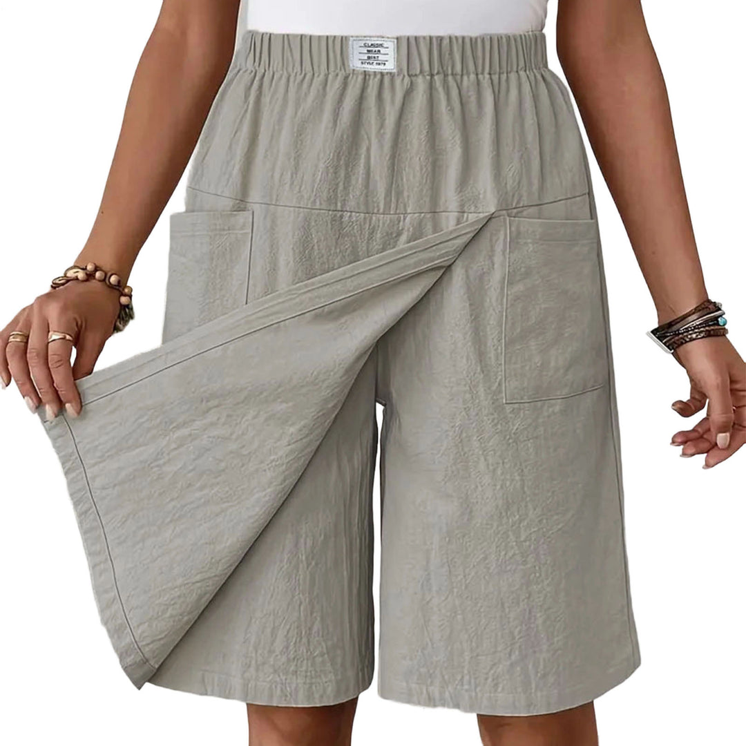 Womens Skorts with Pockets Wrap Summer Casual Bermuda Shorts Elastic Waist Wide Leg Skorts for Running Sports regular