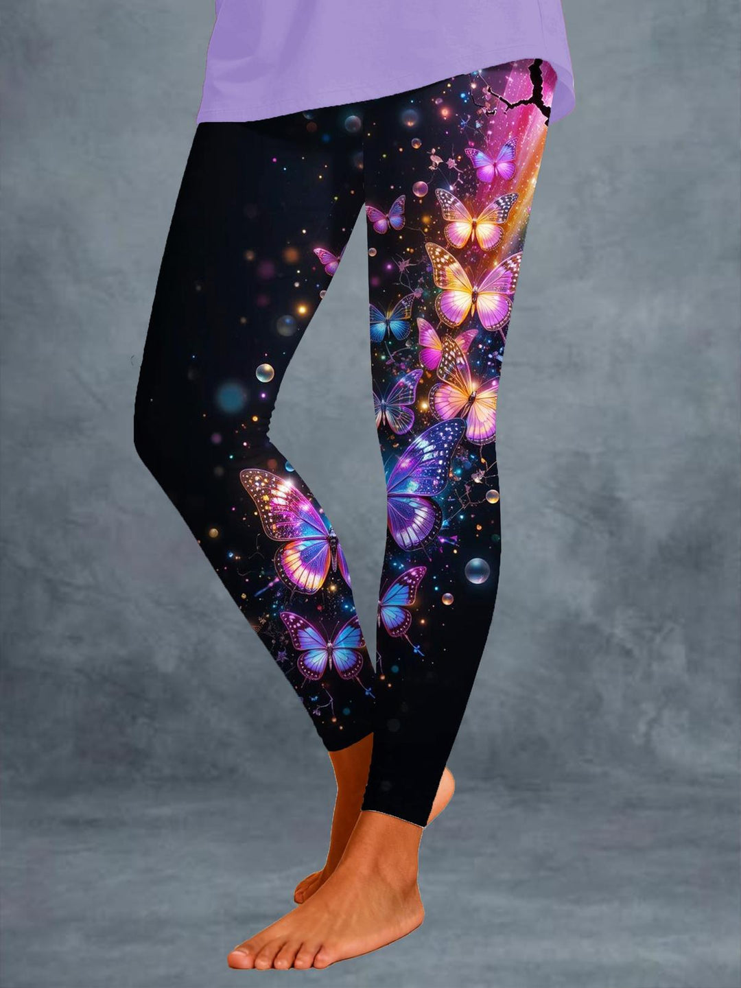 Glitter Starry Butterfly All Over Print Leggings