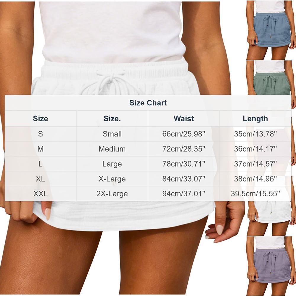 Womens Skorts with Pockets Elastic Waist Tie Summer Mini Fashion Solid Pants Skirts with Pocket for Travel safety