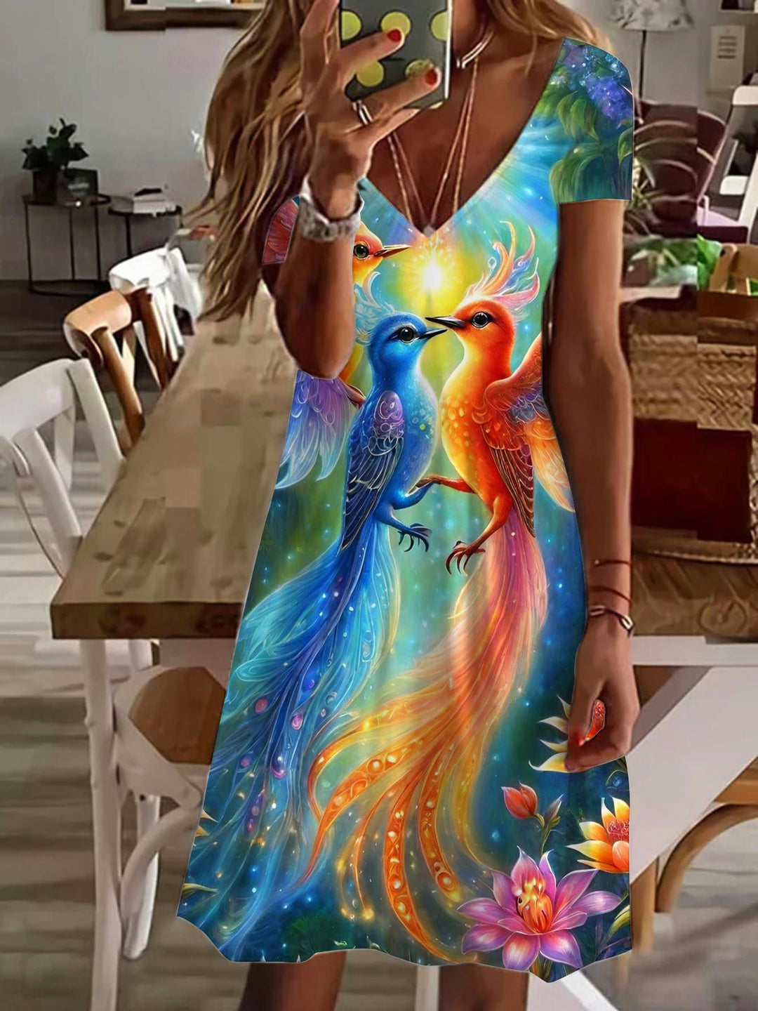 Phoenix V Neck Short Sleeve Dress