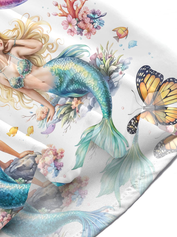 Mermaid Print Women's Short Sleeve Shirts