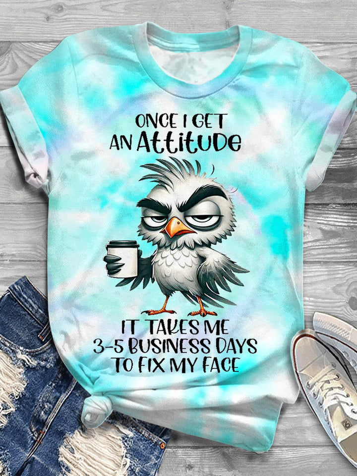 Retro Funny Bird Crew Neck T-shirt