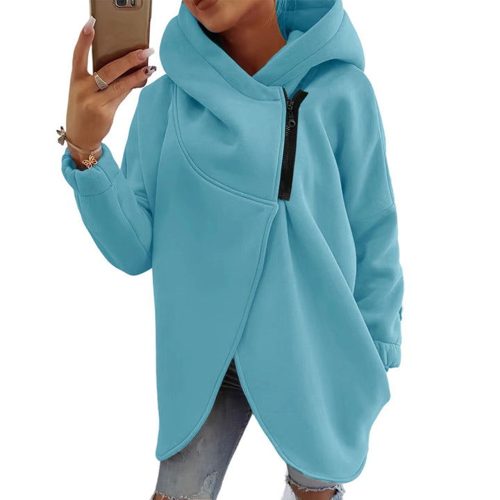 Oversized Zip Up Hoodie for Women Asymmetric Long Sleeve Trendy Hoodies Jackets with Large Hood for Travel attractively