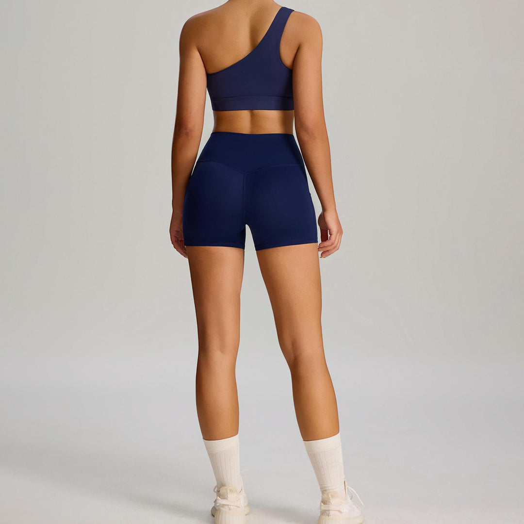 Bra and Shorts Workout Set High Waisted Seamless Off Shoulder Sports Bra and Shorts Lounge Set for Running favorable