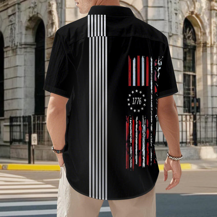 Patriotic Button Up Shirts for Men Flag 250 Years Lapel Short Sleeve Casual Trendy Hawaiian Shirts for Travel useful