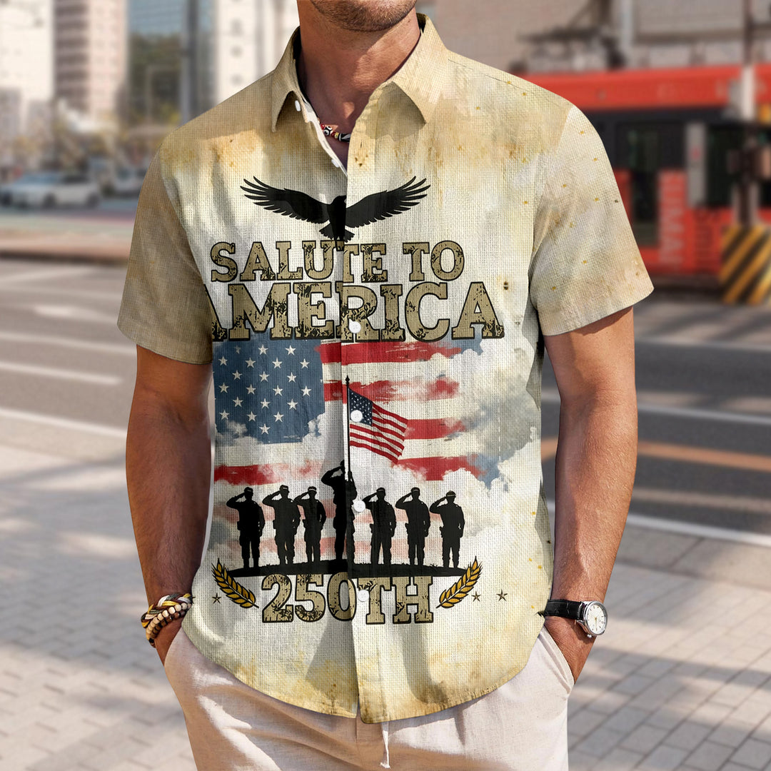 Flag Button Up Shirt Men 250 Years of Freedom Short Sleeve Hawaiian Shirts Summer Tops for Independence Day expert
