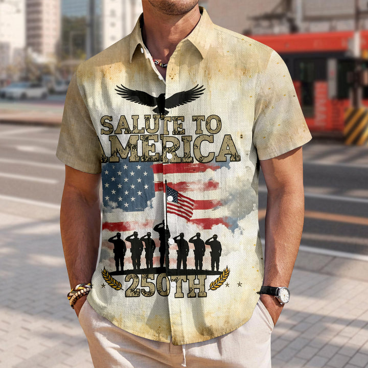 Flag Button Up Shirt Men 250 Years of Freedom Short Sleeve Hawaiian Shirts Summer Tops for Independence Day expert