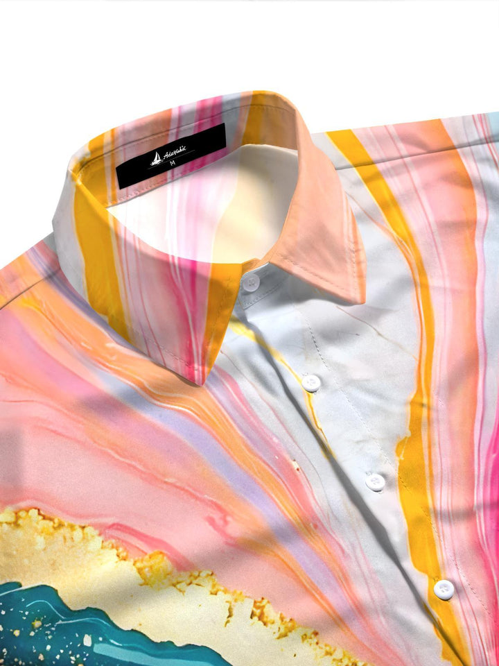Abstract Art Gold Foil Fluid Marble Women's Short Sleeve Shirts