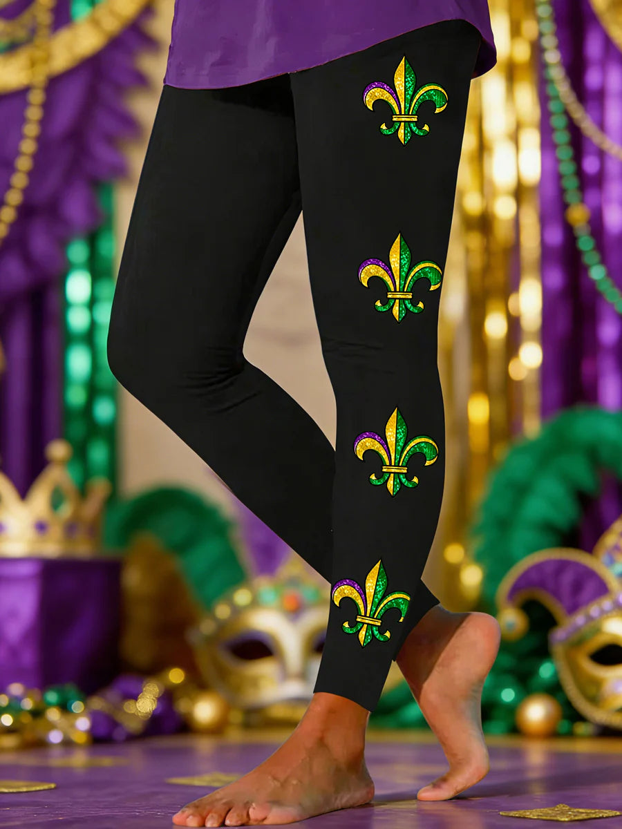 Women's Casual Mardi Gras Print Leggings