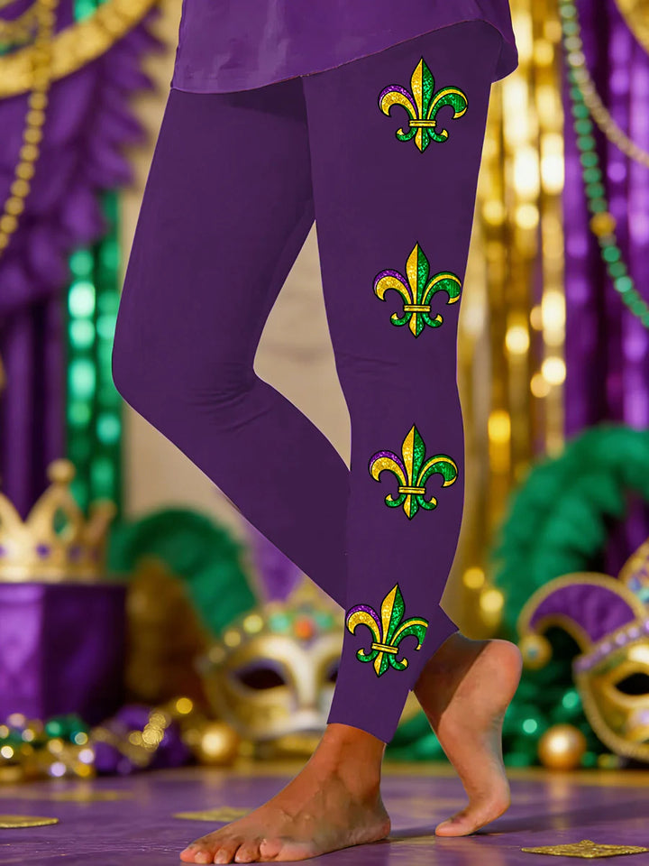 Women's Casual Mardi Gras Print Leggings