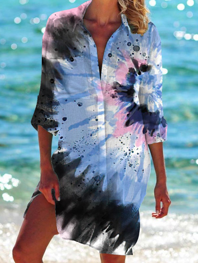 Tie Dye Beach Long Sleeve Dress