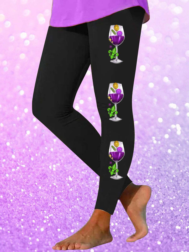 Colored Ribbon Mardi Gras Print Leggings