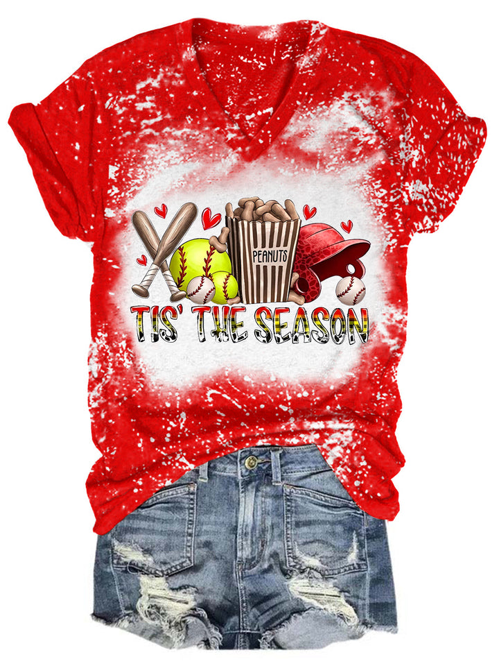 Tis' The Season Sport Tie Dye V Neck T-shirt