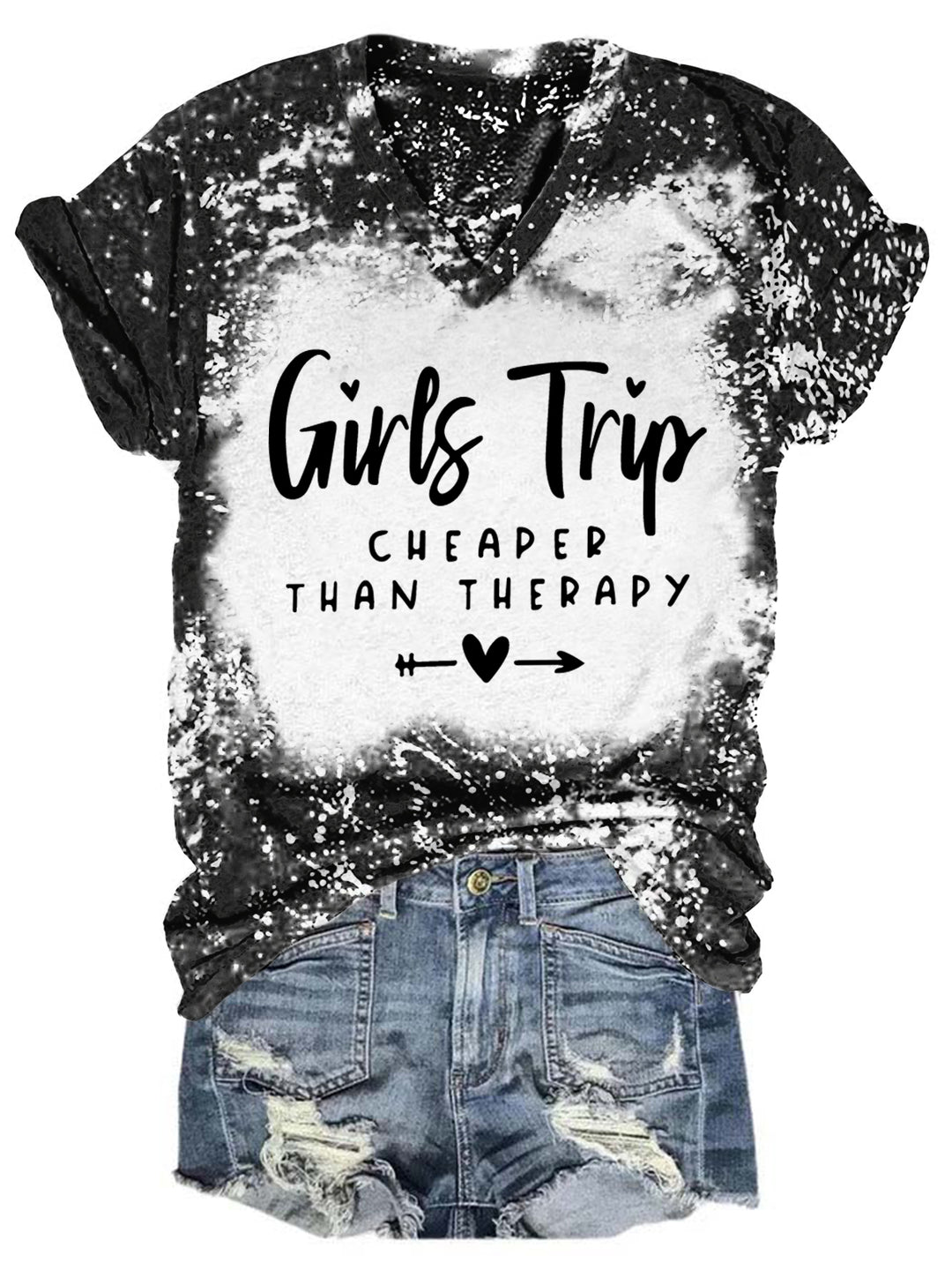 Girls Trip Cheaper Than Therapy Besties Tie Dye V Neck T-shirt
