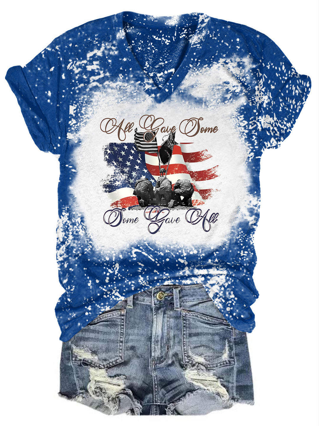 Some Gave All Tie Dye V Neck T-shirt