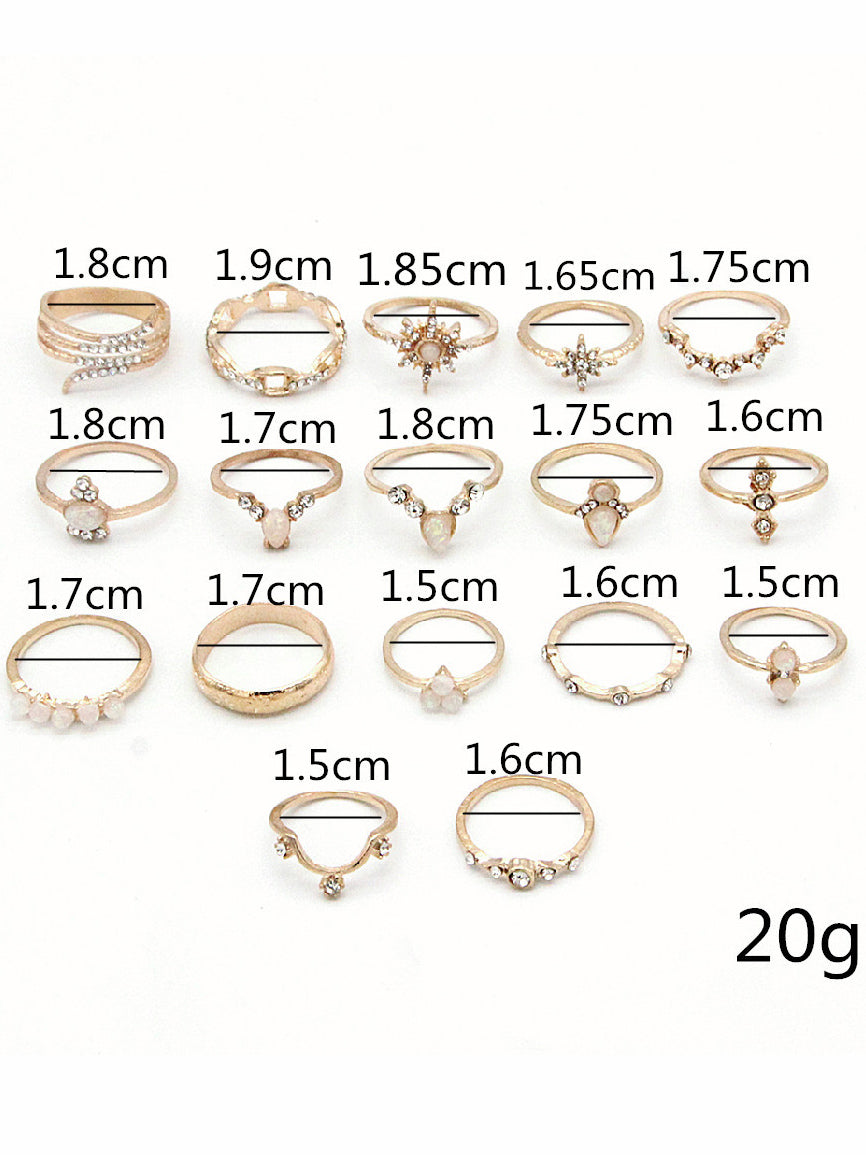 Retro Bohemia Ring 17 Piece Set